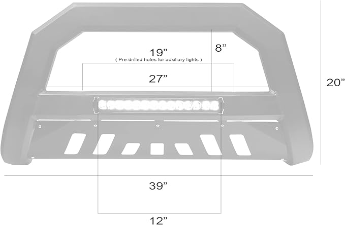 Armordillo 8705193 AR Series Aluminum Bull Bar with LED Light Bar - Matte Black Fits 2019-2021 Chevy Silveardo/GMC Sierra 1500