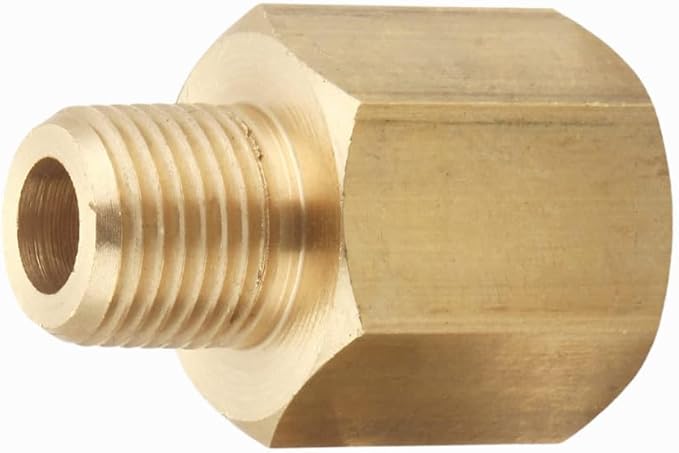1/4 Inch Female to 1/8 Inch Male, Reducing Adaptor Brass Pipe Fitting, NPT Adaptor, Thread 0.375" OD × 0.5" ID, Pack of 2