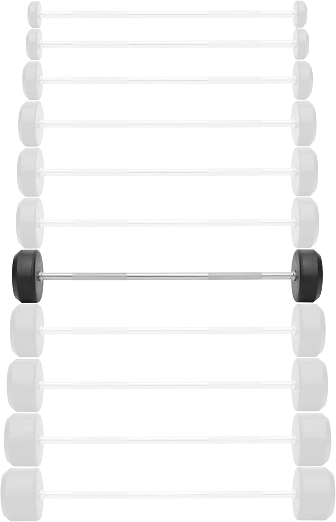 Philosophy Gym Rubber Fixed Barbell, Pre-Loaded Weight Straight Bar for Strength Training & Weightlifting