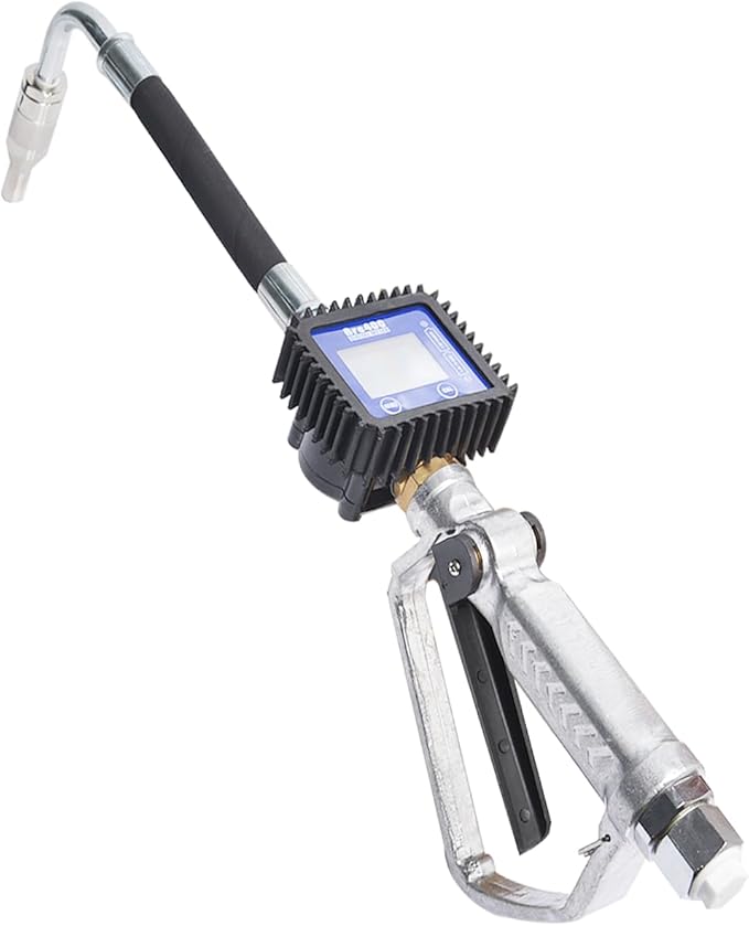 Digital Oil Control Valve Meter Dispenser, with 1/2" NPT Inlet, Digital Oil Control Valve Meter Nozzle Gun, with LCD Display, Air Operated Oil Control Valve Gun, for engine oil etc