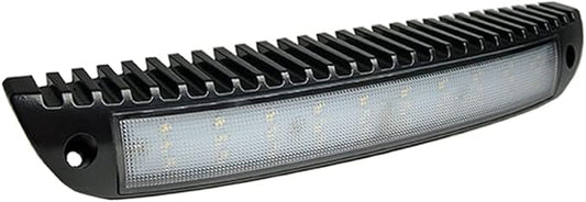 Raycharm 12.2" RV Low-Profile LED Porch Light Fixture, 40° Down Angle Focused Flood Beam, 6000K Cool-White, High Light-Output Low Ampere, Aluminum Housing Black Finish, 12V/24V, 1-Pack