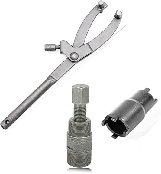 QISF 3Pcs Spanner Wrench Magneto Fly Wheel Clutch Hub Adjustable Tool + 24mm&27mm and 20mm&24mm Clutch Lock Nut Spanner Repair Tool for Motorcycle ATV Scooter Dirt Bike Go Kart