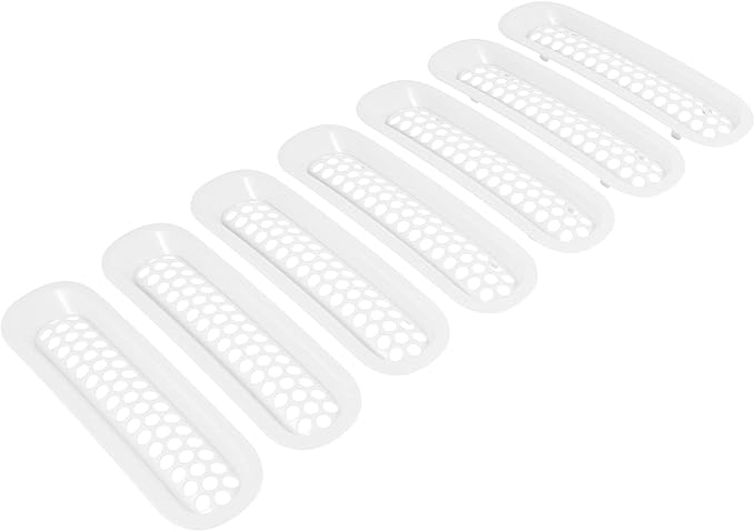 7PCS Front Grill Mesh Inserts for Jeep Wrangler JK JKU Unlimited 2007 2008 2009 2010 2011 2012 2013 2014 2015 2016 2017 2018 Grille Guard Cover Trim Clip-in Exterior Accessories (Matte White)