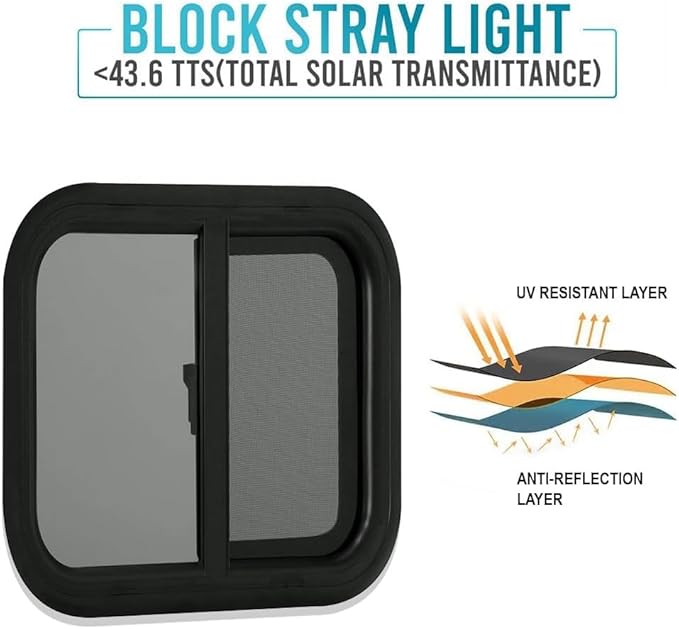 PROFLEX RV Horizontal Sliding Window– 30”W X 15”H– 5MM Tempered Glass Sheets, RV Shade Camper Window Replacement with Camper Trim Rings for 1’’ to 1-1/2" Wall– Heavy Duty Van to Camper Conversion Kit