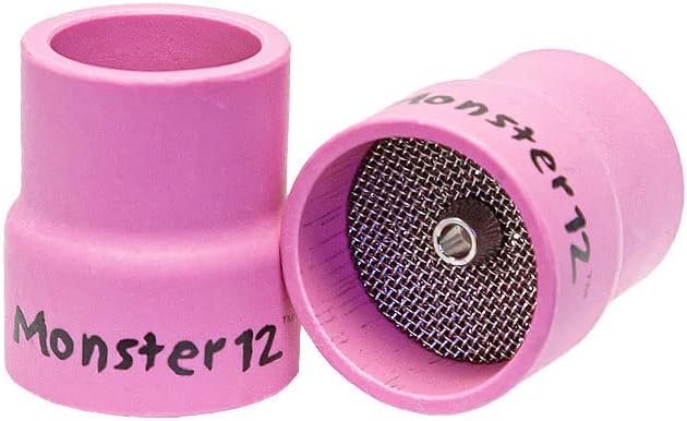 Monster #12 Ceramic Alumina TIG Cup Gas Nozzle for Welding Torch, 3/4" Orifice x 1" Long - 2 Pack