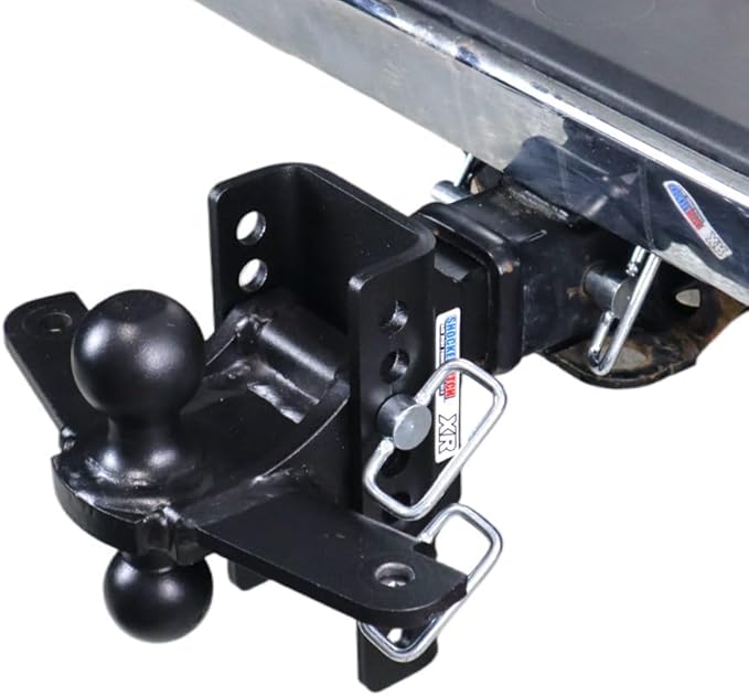 Shocker XR Adjustable Hitch w/Black Combo Ball & Sway Control Towing Kit, Fits 2-1/2" Hitch 10 Hole 2 Sway Arms Fits 2-1/2" Hitch 10 Hole Frame, Has 2 Sway Arms