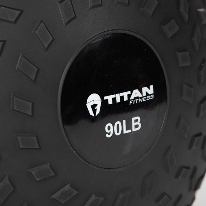 Titan Fitness Rubber Tread Slam Ball, Dead Bounce, Weight Workout - Throw, Catch, Slam, Twist