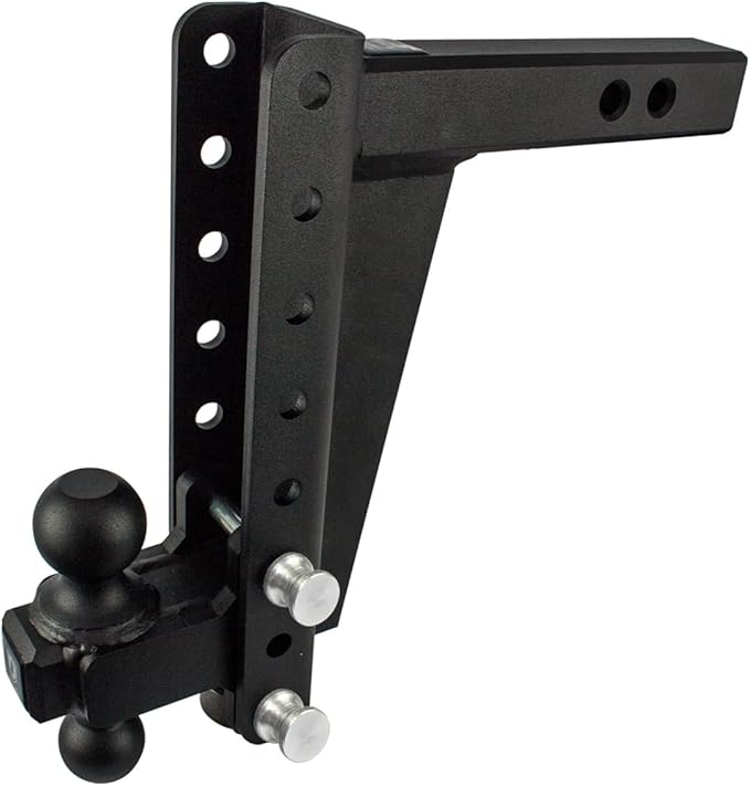 BulletProof Hitches - 2.0" Adjustable Heavy Duty Trailer Hitch (22,000 lb. Rating) - 10" Drop/Rise Trailer Hitch with 2" & 2-5/16" Dual Ball - Powder Coat, Solid Steel, Corrosion-Resistant
