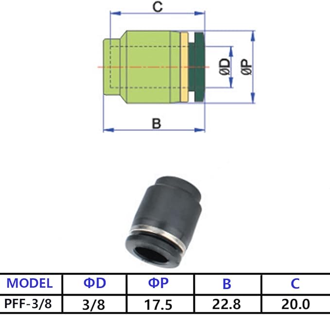 10PCS 3/8 Inch Tube OD Pneumatic Cap Plug Fitting, PPF-3/8 Plastic Push-in Connect Fitting