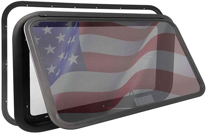 RV Window | 30" W x 20" H | RV Exit Window | Tempered Glass &Trim Set | DOT Certification Qualified