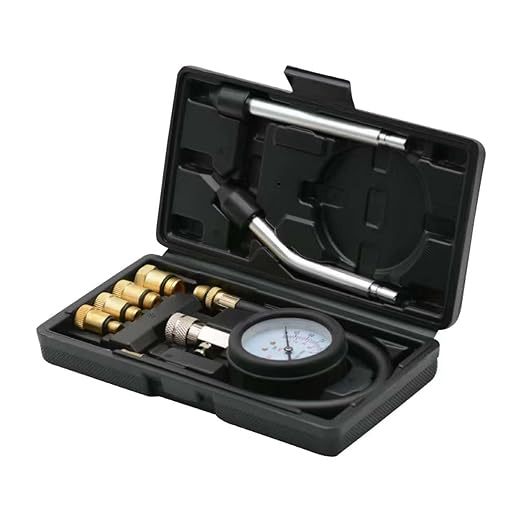 8PCS Compression Tester, Engine Compression Tester kit Professional Petrol Gas Engine Cylinder Pressure Gauge 0-300 PSI Automotive Tool for Motorcycle Car Truck (Plastic Black)
