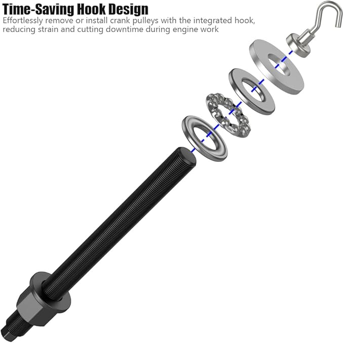 Moker Harmonic Balancer Pulley Install Tool w/Bearing for GM LS & LT Series Engines 1997-Current, Replaces 551141, Time-Saving Hook Design