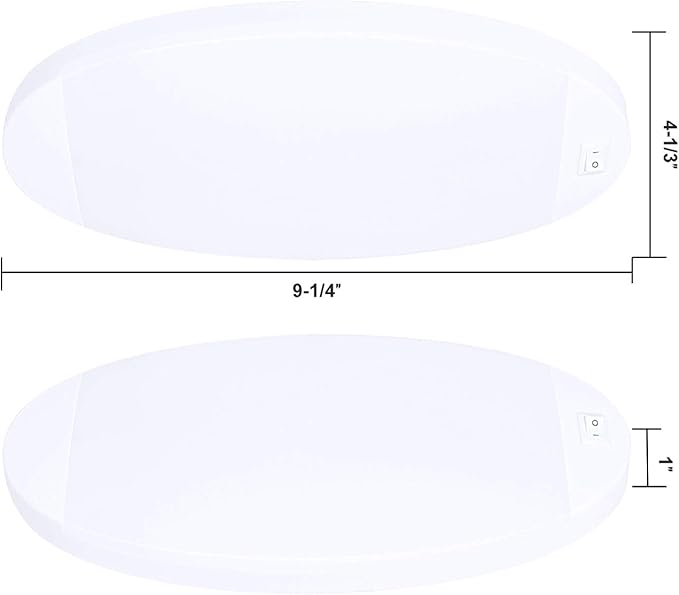 Facon 2Packs 12V LED RV Dome Light with Switch, Length: 9-1/4'', DDS01-608-CW, Large Oval Pancake Interior Lighting Fixture for RV Motorhomes Camper Caravan Trailer Boat