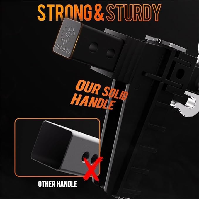 Airbird Adjustable Trailer Hitch with Hook Tri-Ball(1-7/8",2", 2-5/16") Fits 2-Inch Receiver MAX 17000 LBS GTW,Class 3 Tow Hitches 6”Drop/Rise, Heavy Duty Truck,BLK