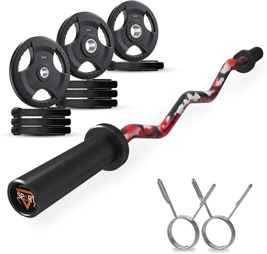 Olympic EZ Curl Bar, 47INCH/4FT Strength Training Curling Bar with Knurled Grip, Chrome Finish, Copper Sleeve Barbell for 2-inch Weight Plates, 500 LBS Capacity