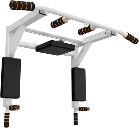 Wall Mounted Pull Up Bar Chin Up bar Multifunctional Adjustable Dip Station for Indoor Home Gym Workout, Power Tower Set Training Equipment Fitness Dip Stand Supports to 440 Lbs (Black)