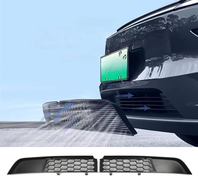 Front Grill Mesh for Tesla Model Y Juniper 2025 2026 Front Air Inlet Vent Grille Cover with Segmented Version Removable Mesh Replacement for Tesla New Model Y Accessories (Black)