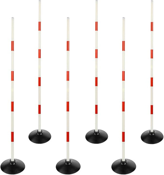 Red-White Soccer Agility Pole Set Rubber Base Dribbling Stick Traffic Warning Sign Pole Multifunctional Training Pole