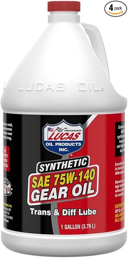 Lucas Oil 10122 Synthetic SAE 75W-140 Gear Oil - 1 Gallon (Pack of 4)