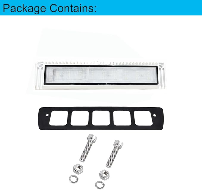 13 Inch LED RV Exterior Porch Lights, Work Scene Lighting, 12V/24V DC, 6000K Cool White, Down Angle Flood Beam, High Lumen Output for Truck Boat Trailer Campervan, White Finish, 1 Pack