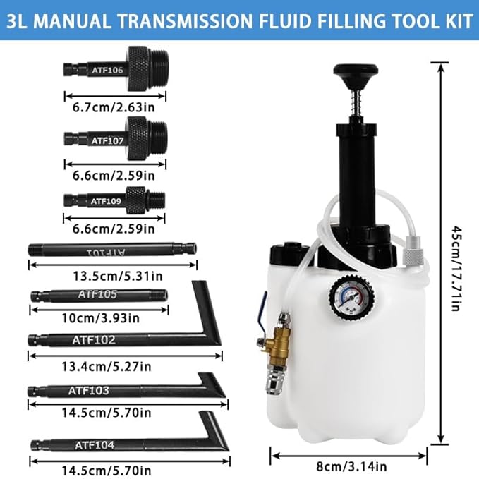 altivox 3L Transmission Fluid Pump Manual Oil Transfer Pump Fluid Transfer Pump Oil Filling Filler System Tool Extractor Tool Kit with Adapters