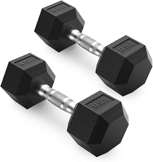 PAPABABE HEX Dumbbell Set 2.5-125lb, Rubber Encased Home Gym Dumbbells, Exercise & Fitness Weights Dumbbells for Women & Men, Hand Weight for Strength Training