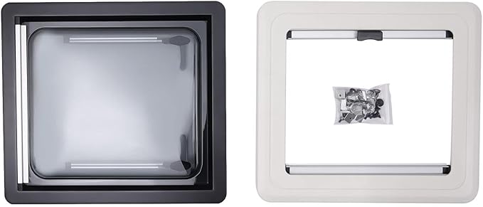 450 × 500 mm(17.72×19.69In) RV Caravan Camper Windows Replacement, Top Hinged Push Out Window Trailer External Push Window RV Trailer Vent Hatch Skylight