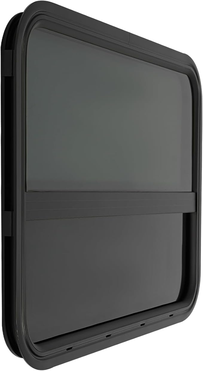 2 Pack 30" W x 20" H RV Window Vertical Sliding, DOT Certified - Shatterproof Tempered Tinted Glass, with Net Screen and Trim Ring, Teardrop Replacement Trailer Camper Window