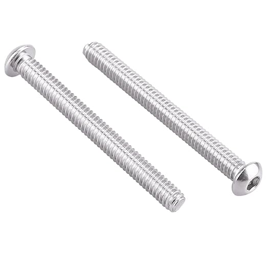 1/4-20 x 2-1/2" Button Head Socket Cap Bolts Screws, 304 Stainless Steel 18-8, Allen Hex Drive, Bright Finish, Fully Machine Thread, Pack of 10