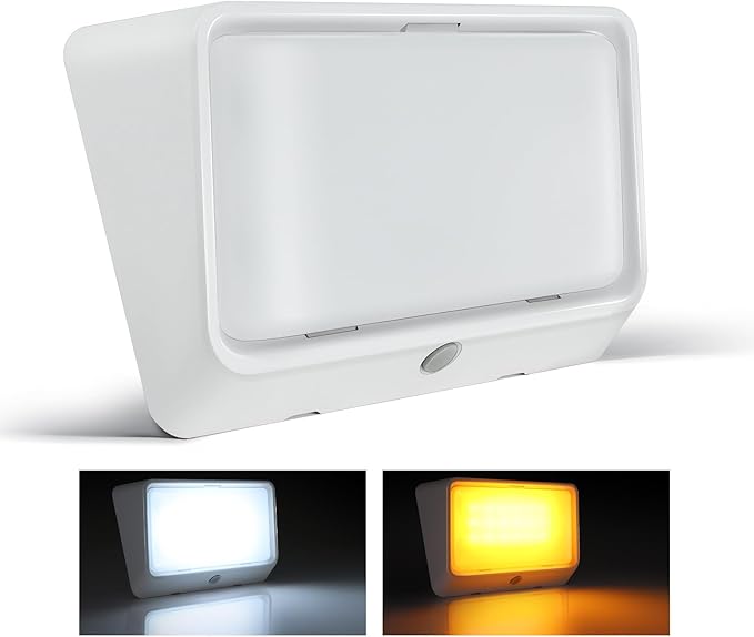RV LED Porch Light w/Switchable White Amber Light Color, 12V Exterior Utility Porch Light for Travel Trailer Camper Motorhome 5th Wheels, Integrated Switch & Waterproof (1-Pcs)