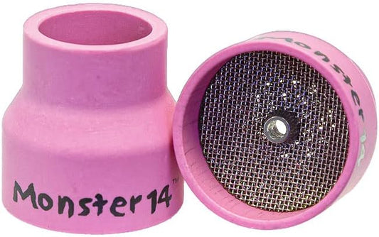 Monster #14 Ceramic Alumina TIG Cup Gas Nozzle for Welding Torch, 7/8" Orifice x 1" Long - 2 Pack