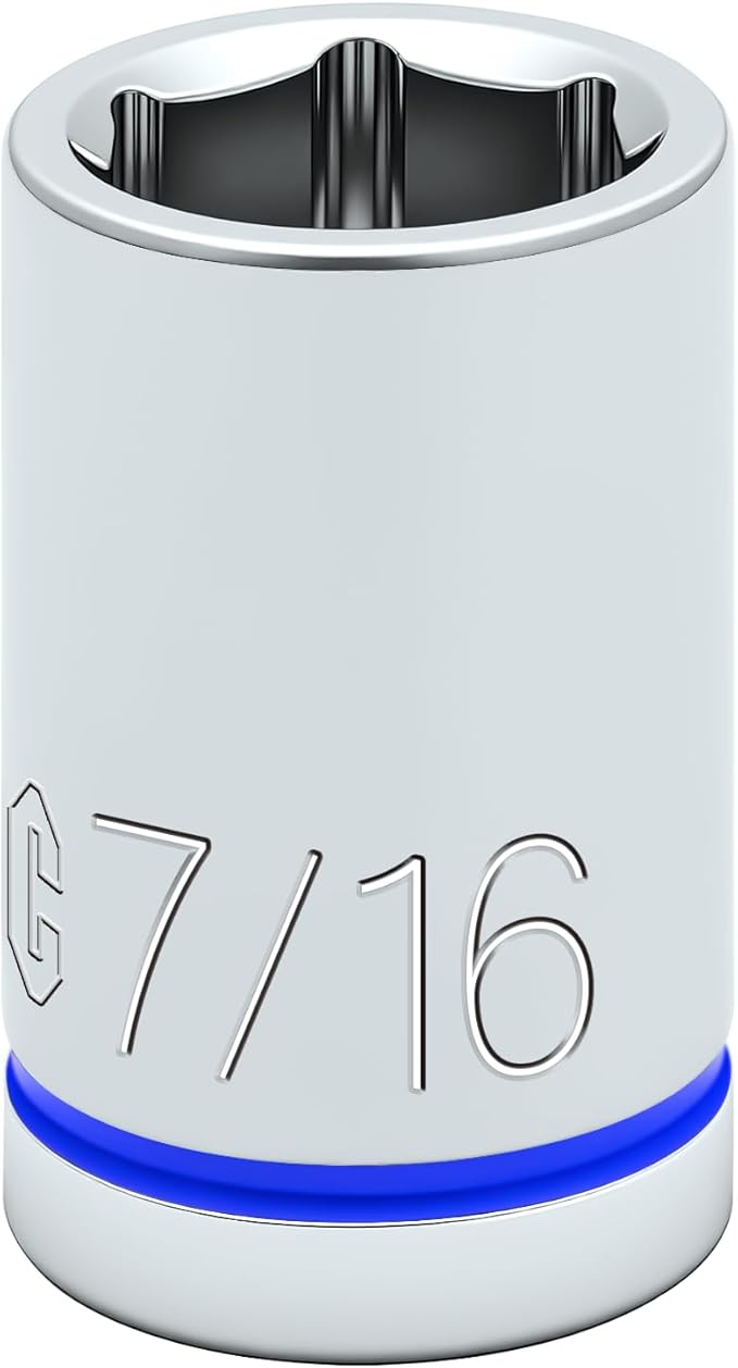 6-Point Shallow Impact Socket, 3/8-Inch Drive 7/16" Socket, CR-V Drive Socket for Auto Repairing and Household