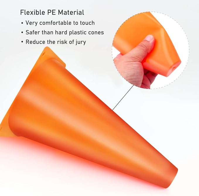 Cones Sports 9 Inch, 15 Pack Training Cones for Soccer Practice, Agility Field Cone Set for Drills Football Basketball, Plastic Cones for Outdoor Indoor Games