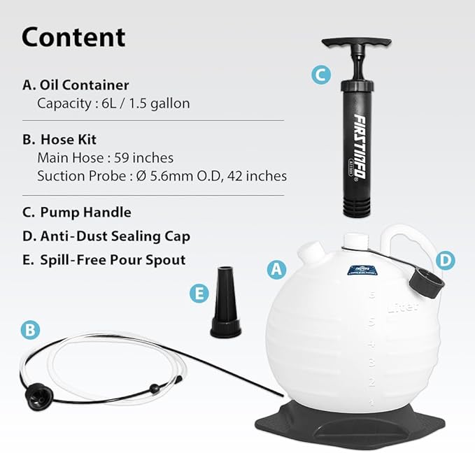 FIRSTINFO A1116H 6L Manual Oil Vacuum Extractor | 59 Inch Tube | TAIWAN