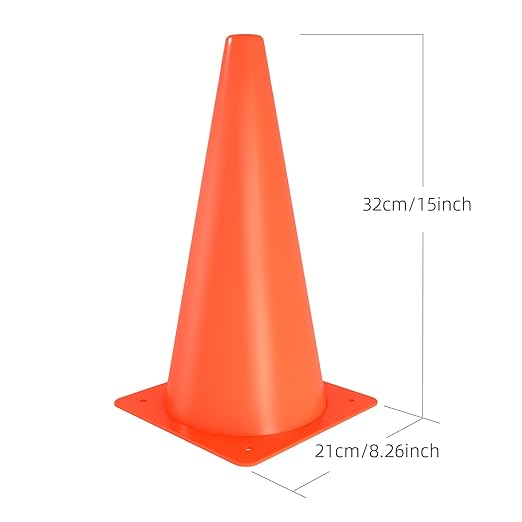 15 inch Soccer Training Cones for Outdoor Activity, Orange Traffic Cones,Plastic Sports Cones 7 Packs
