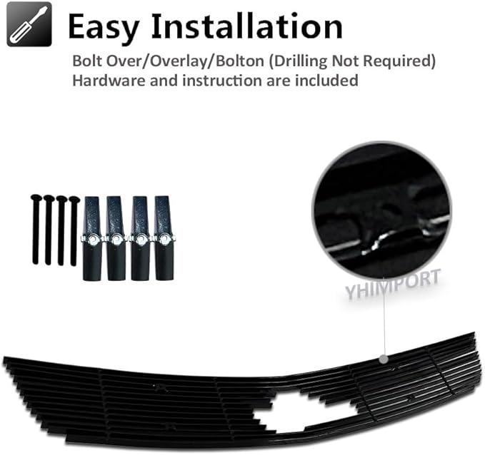 Chrome Main Upper Lower Bumper Grille Fits 2010-2012 Ford Mustang V6 Bolt Style Aluminum Grill Insert for Mustang V6 2010 2011 2012 (Main Upper)