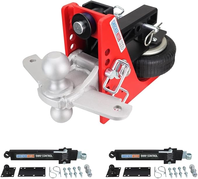 Shocker HD Combo Air Hitch & Sway Control Towing Kit, Fits 2" Hitch Silver Combo 2" & 2-5/16" Balls