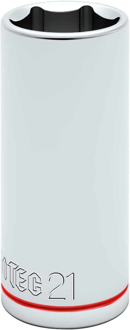 6-Point Deep Impact Socket, 3/8-Inch Drive 21mm inch Socket, CR-V Drive Socket for Auto Repairing and Household