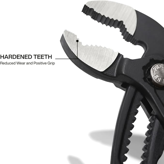 Klein Tools D50510B 10-Inch Adjustable Pliers, Quick-Adjust Klaw Pump Pliers, V-Jaw, Hardened Teeth for Maximum Torque