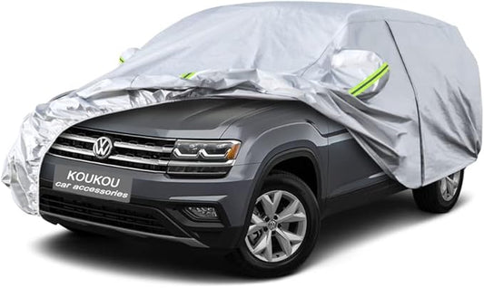 KouKou 6 Layers Car Cover Custom Fit VW Atlas from 2017 to 2025, Waterproof All Weather for Automobiles, Sun Rain Dust Snow Protection. (Ships from US Warehouse, Arrive Within 3-7 Days)