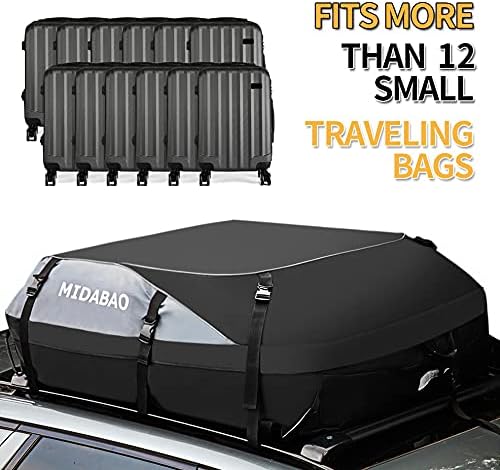 Roof Top Carrying Bags, 25 Cubic Feet Waterproof Rooftop Cargo Carrier + 6 Door Hooks Suitable for All Vehicle with/Without Rack