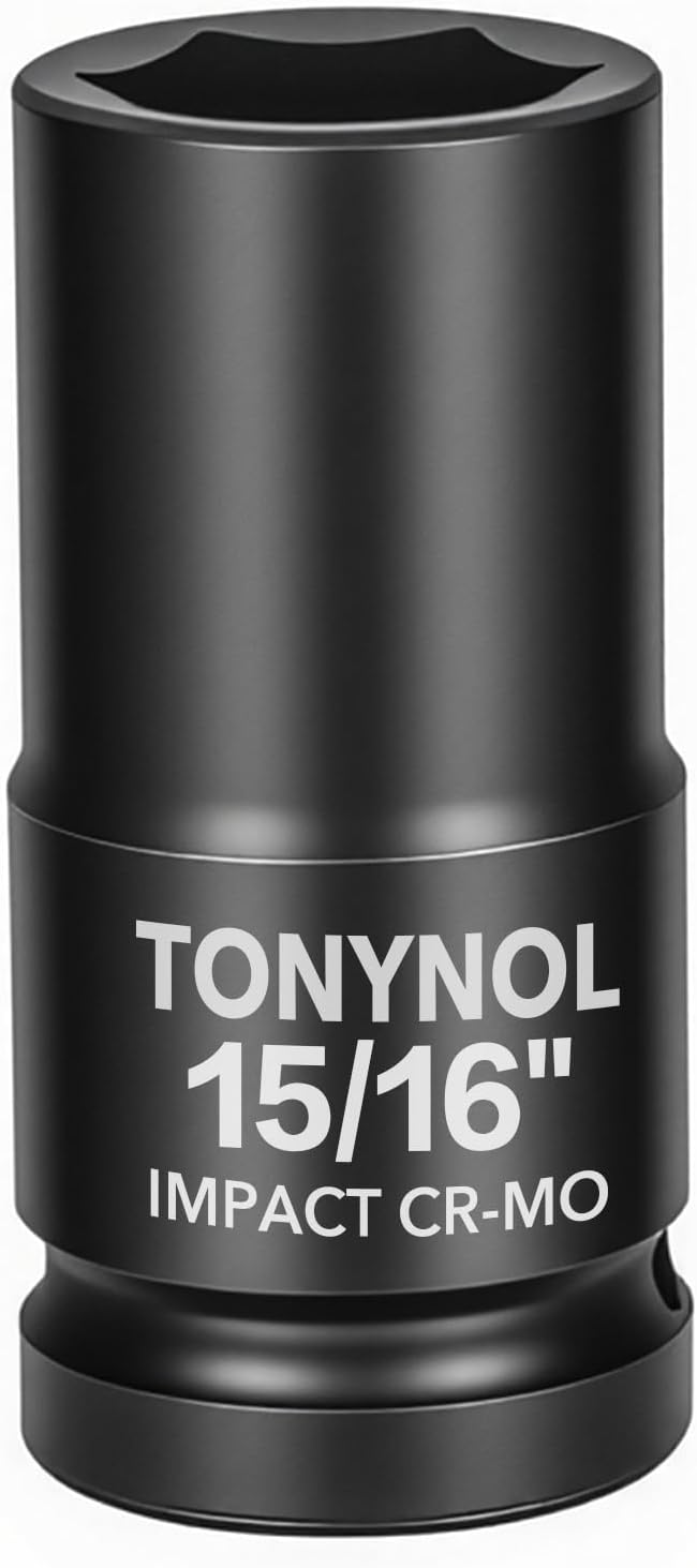 3/4" Inch Drive Deep Impact Socket,6-Point,SAE Size 15/16",80mmL,CR-MO,Heavy-Duty Automotive & Industrial Repair