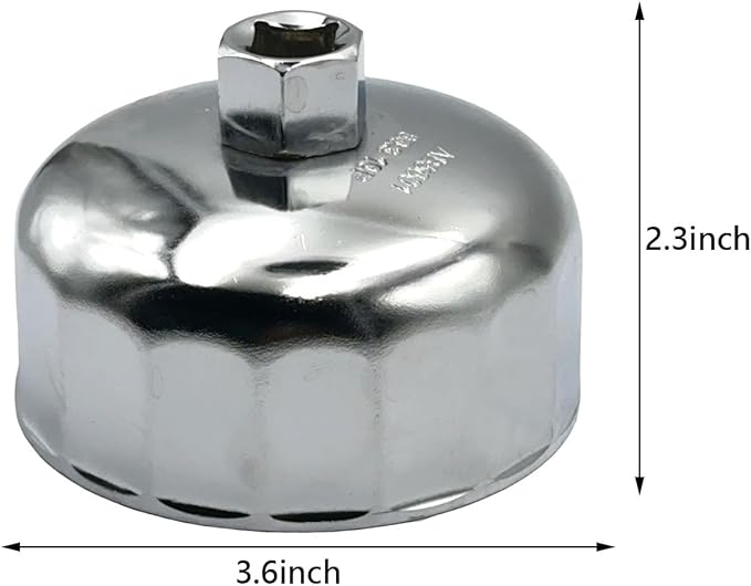 86.4mm 16Flutes Oil Filter Cap Wrench Removal Tool Socket Compatible with BMW Engines with 86mm Filter Housing Caps Silver Heavy Duty Alloy Steel
