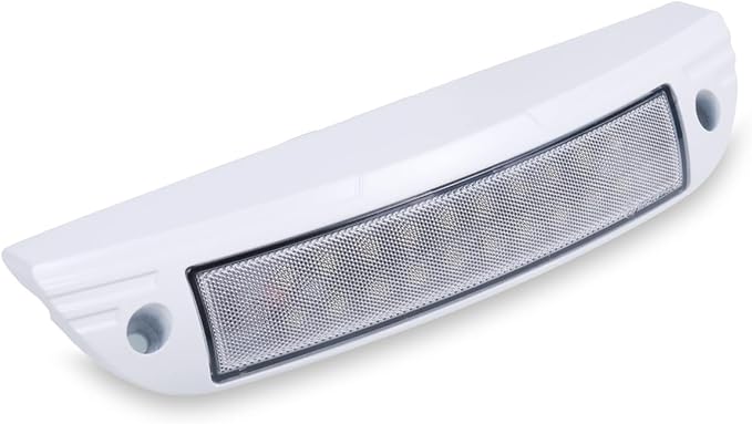 9“ RV LED Exterior Utility Light Fixture, 6000K Cool White Flood Beam LED Porch Awning Light, 12V Work Scene Lighting for Truck/Camper/Boat/Trailer, White Aluminum Housing, 1-Pack