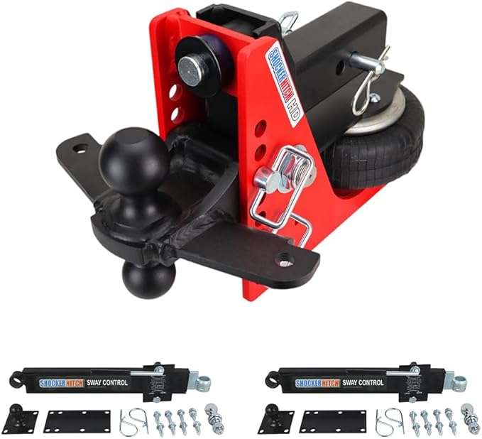 Shocker HD Combo Air Hitch & Sway Control Towing Kit, Fits 2-1/2" Hitch Black Combo 2" & 2-5/16" Balls