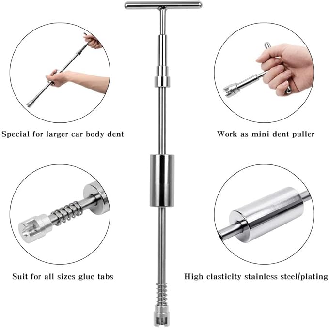 WHDZ Paintless Dent Repair Tools Adjustable T-Bar Slide Hammer with Two Use Ways for Auto Body Hail Damage Repair Dent Remover