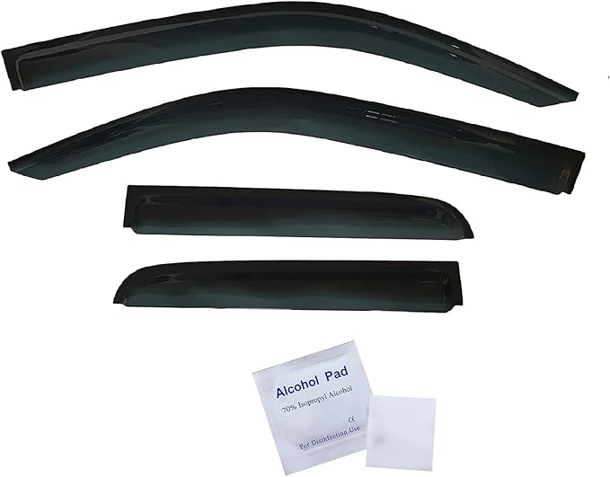 2019-2026 Tape-On Rain Guards for Dodge RAM 1500 Quad cab only Side Window Visor Deflectors Durable Tinted Shades 2019 2020 2021 2022 2023 2024 2025