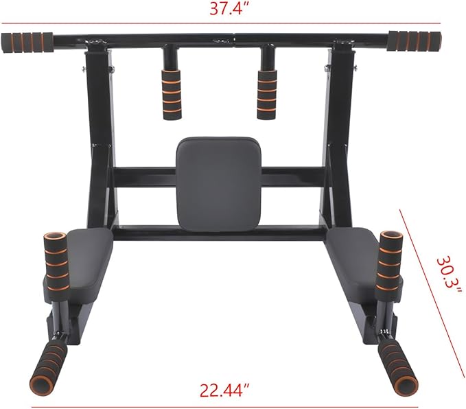 Wall Mounted Pull Up Bar Chin Up bar Multifunctional Adjustable Dip Station for Indoor Home Gym Workout, Power Tower Set Training Equipment Fitness Dip Stand Supports to 440 Lbs (Black)