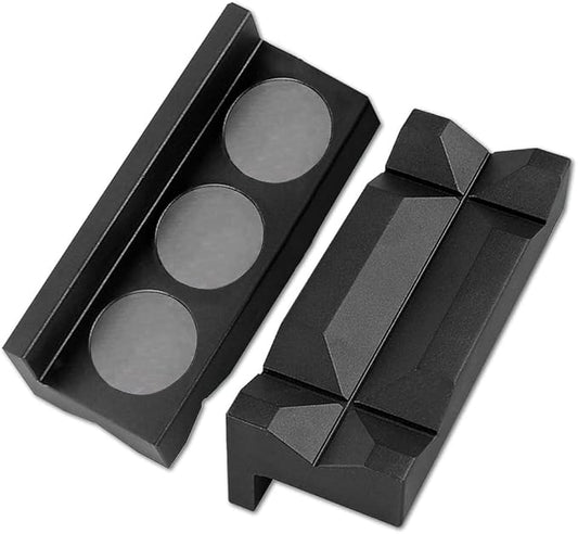BARTOO Aluminum 4" Vise Jaws Pads, Magnetic Reversible Pipe Vise, AN Fitting Vice Jaw Covers, Professional Grade Multi-Purpose Vise Jaw Protective Inserts for Any Metal Bench Vice (4", Black)
