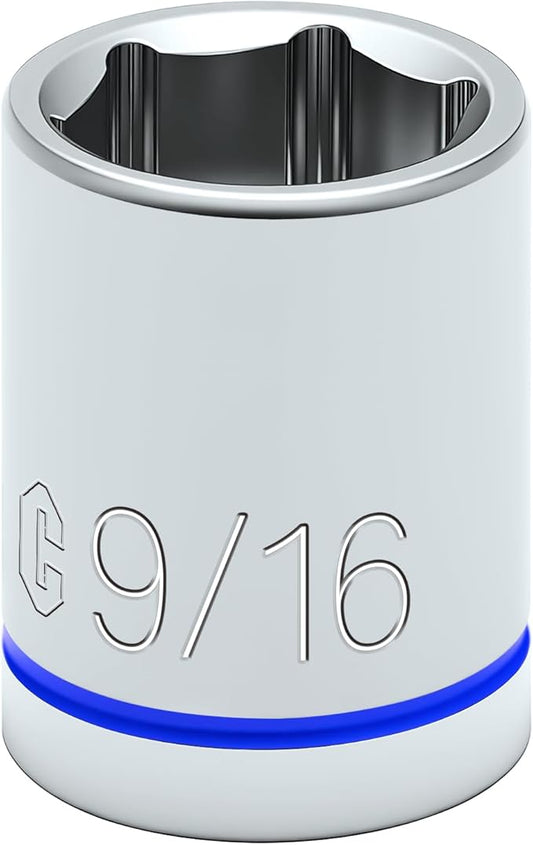 6-Point Shallow Impact Socket, 3/8-Inch Drive 9/16" Socket, CR-V Drive Socket for Auto Repairing and Household